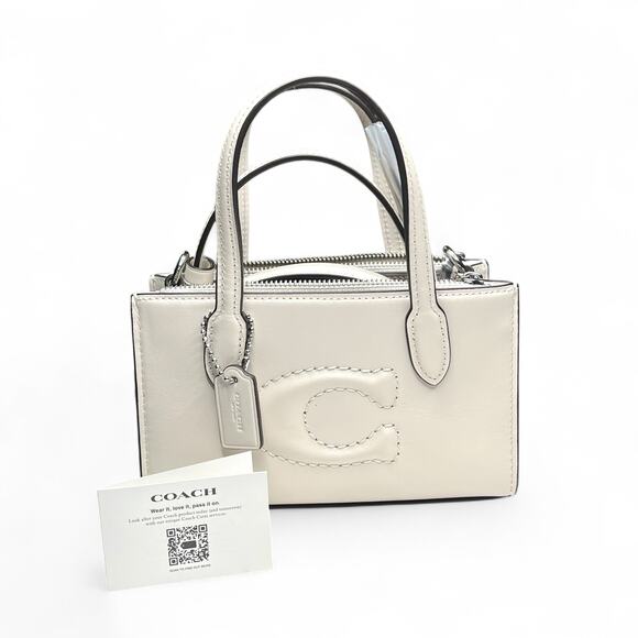 Coach Nina Mini Tote Bag in Chalk white cream Smooth Calf Leather CT804 - Picture 1 of 10